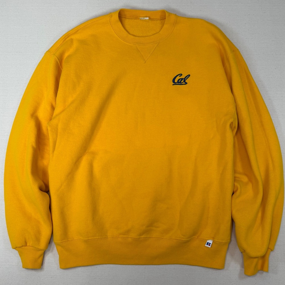 Vintage Russell Athletic Cal Berkeley Crewneck Sweatshirt Mens Large Yellow Gold
